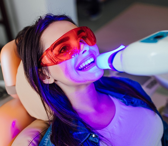 Patient receiving professional teeth whitening