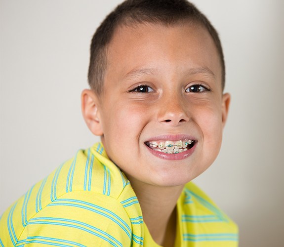 Young boy receiving phase one orthodontics
