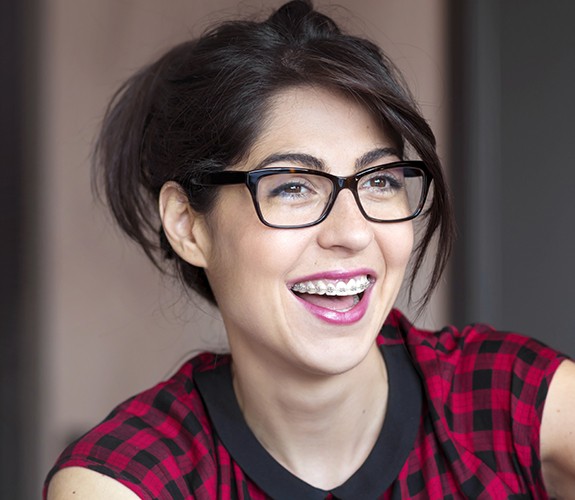 Woman receiving adult orthodontics treatment