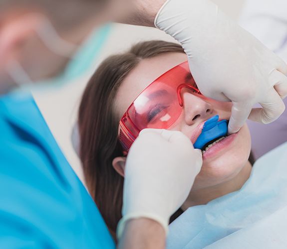 Patient receiving fluoride treatment